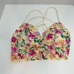 PINK LACE LONGLINE BRALETTE size Medium